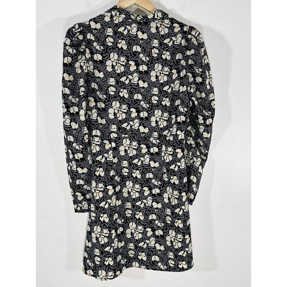 TOPSHOP Floral Tie‎ Neck Long Sleeve Mini Dress Womans 6 chic party summer - Picture 9 of 13